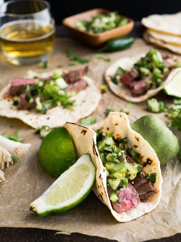 Steak Tacos with Cilantro and Onion