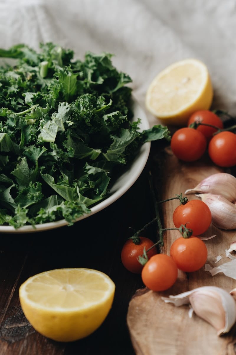 Close-Up Photo of kale Salad Ingredients